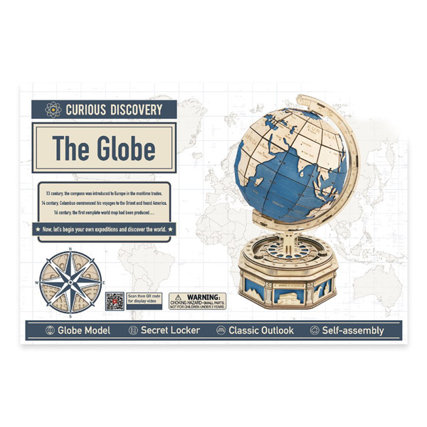 Bouwpakket 3D Houten Puzzel Globe Earth Model 9