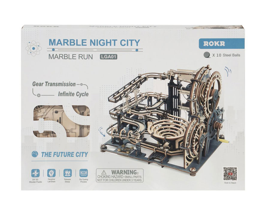 Bouwpakket 3D Houten Puzzel Knikkerbaan Marble Night City 1