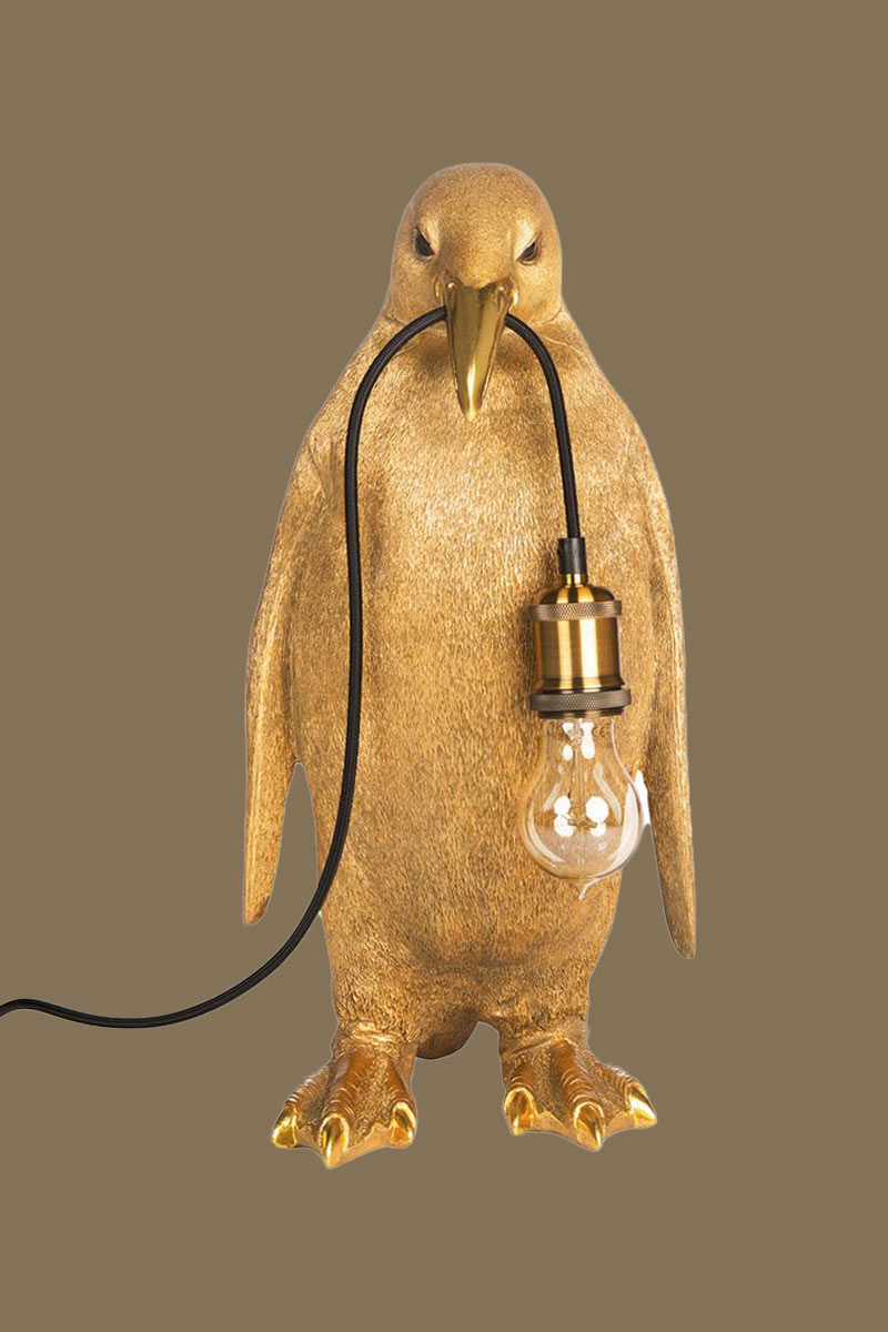 pinguin lamp goudkleur