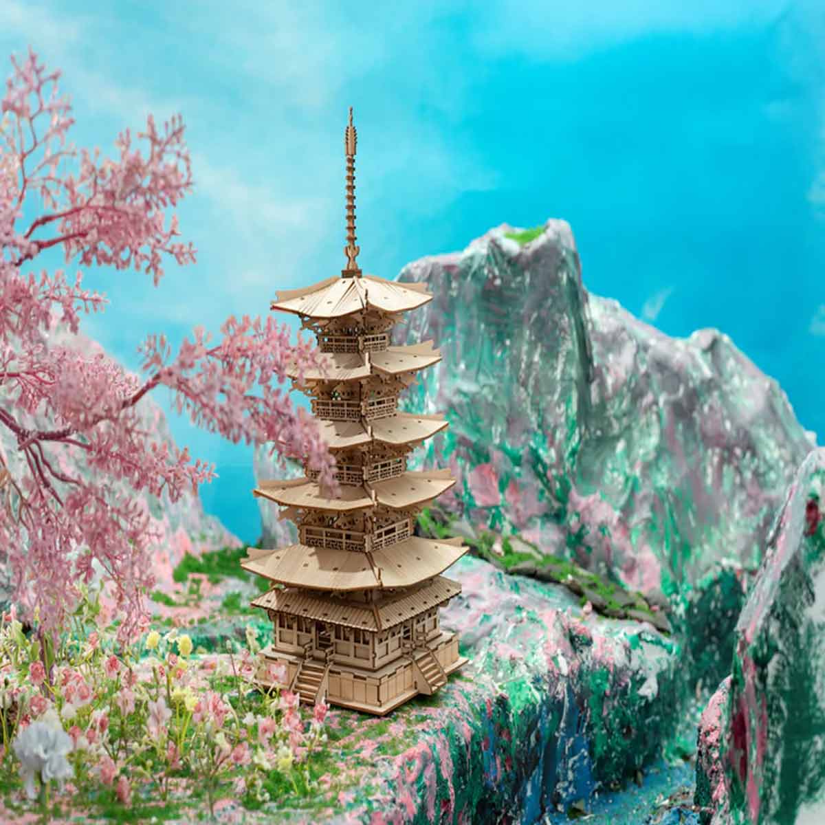 Bouwpakket 3D Houten Puzzel Five Storied Pagoda 7