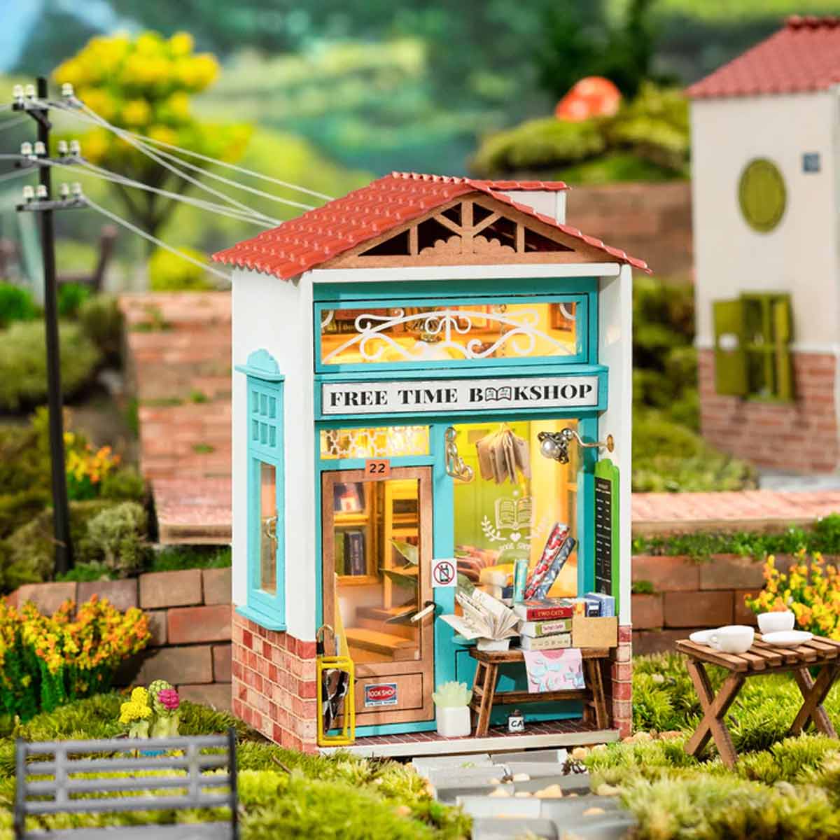 Bouwpakket Miniature House Kit Free Time Bookshop 1