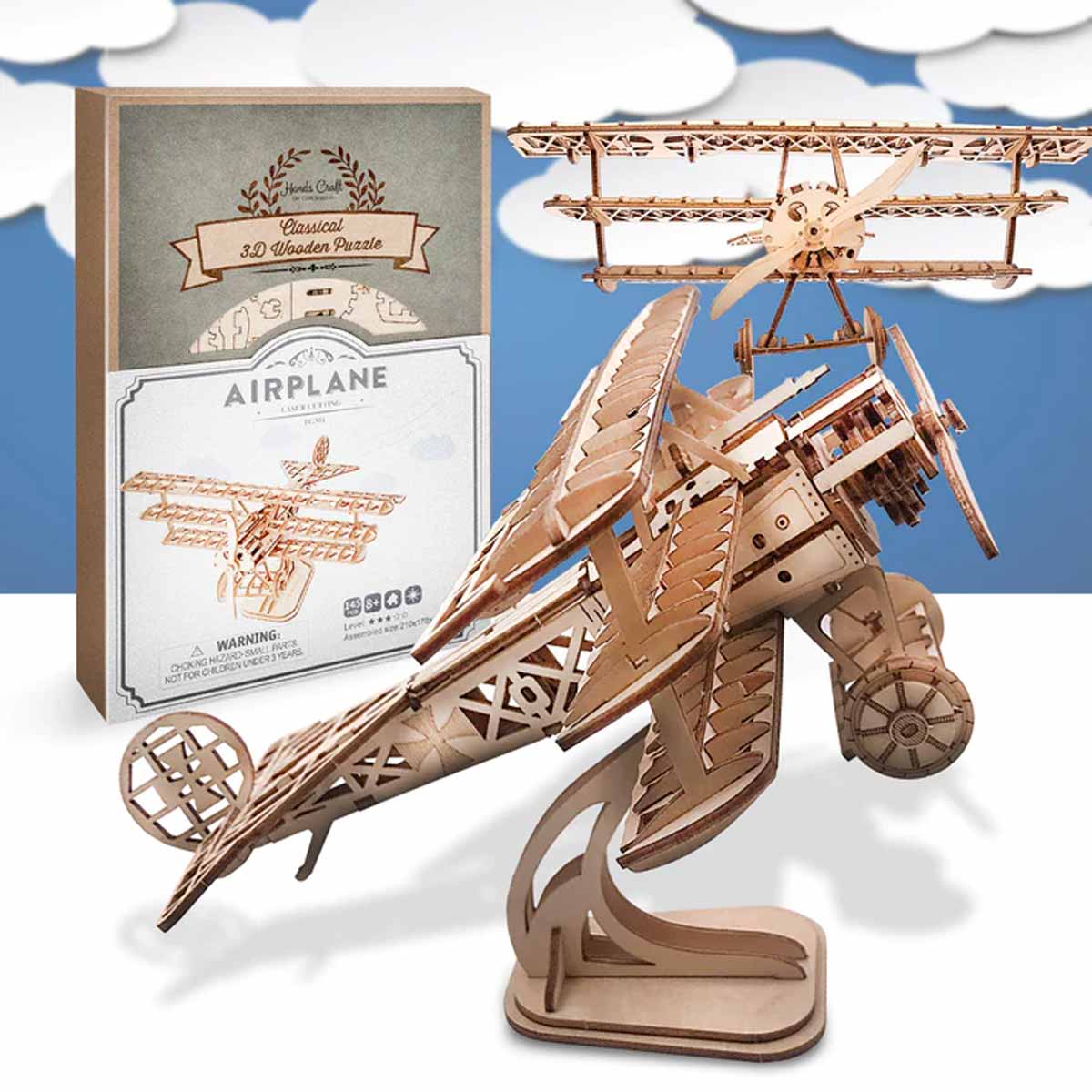 Bouwpakket 3D Houten Puzzel Airplane 2