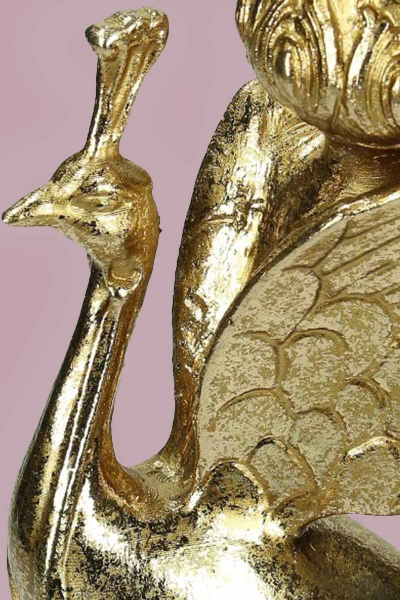 Kandelaar Peacock Polyresin Gold 4