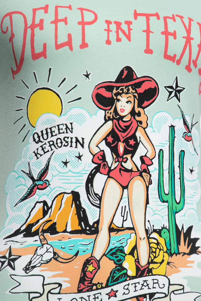 Alternative view of T-shirt Vintage Contrast Deep In The Texas Mint - Queen Kerosin