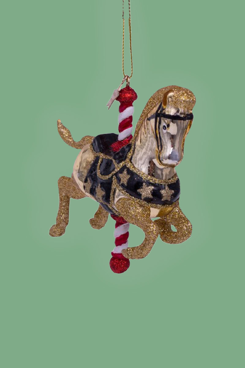 Ornament Glass Carousel Horse Vondels 2