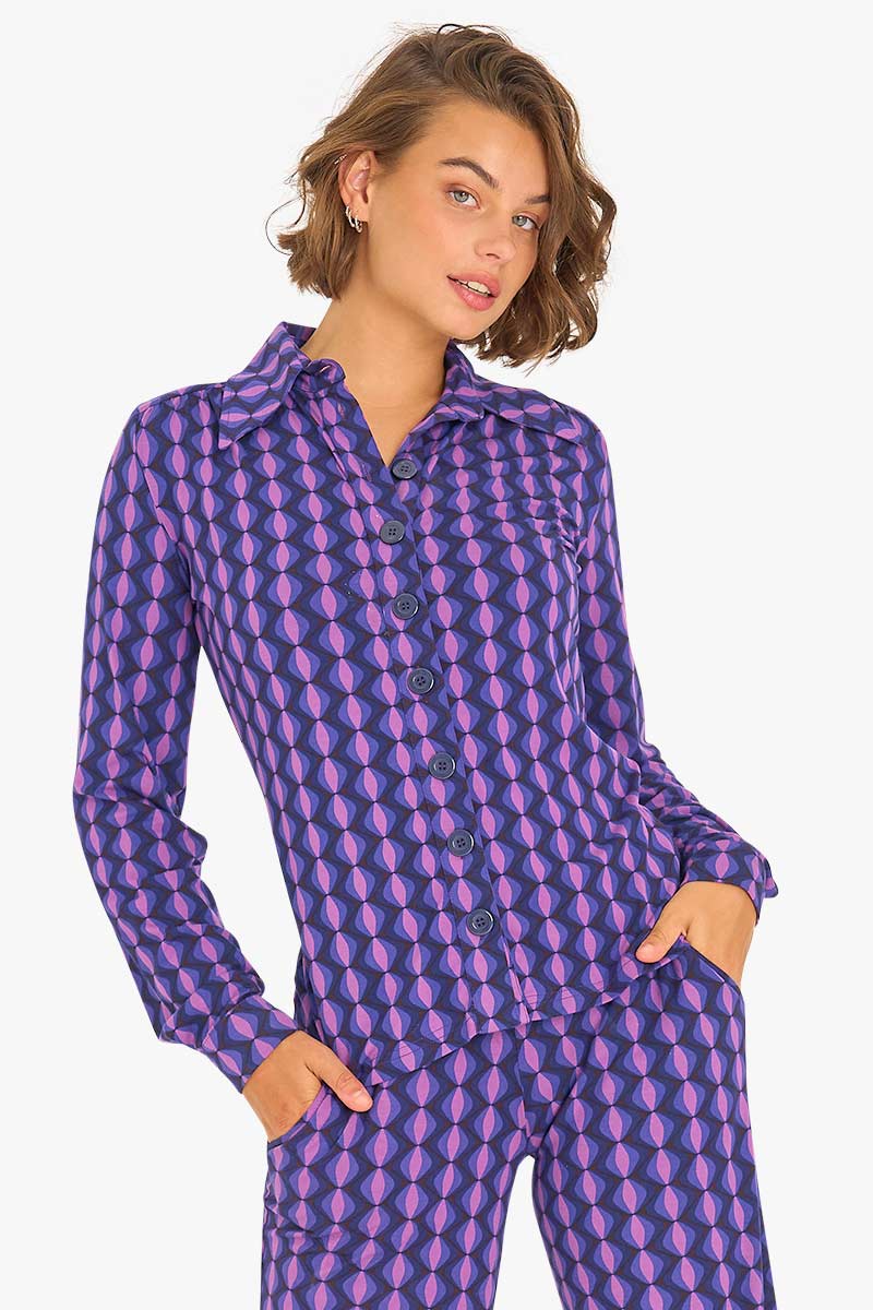 Mirabelle Shirt Geo Mod Purple Tante Betsy 1