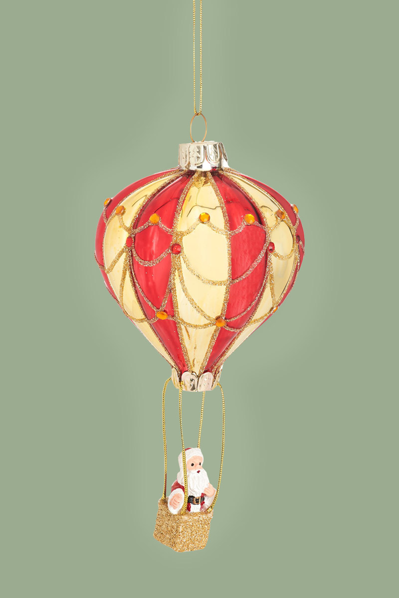 Kerstbal Santa in a Hot Air Balloon 1