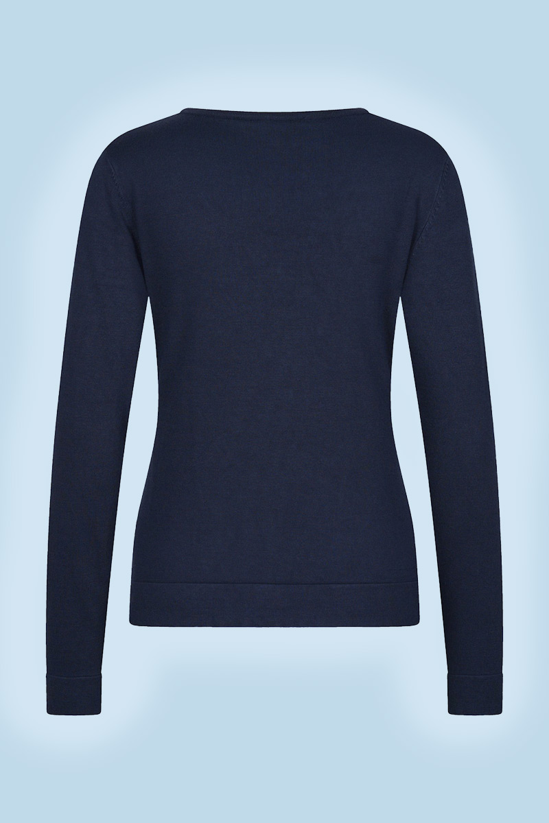Sweater Basic V Neck Navy Zilch 1