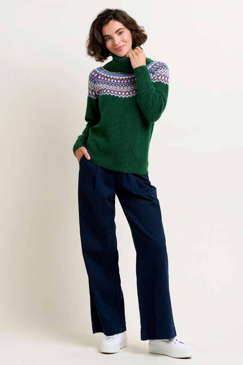 Sweater Scandi Knitted Green Brakeburn 2