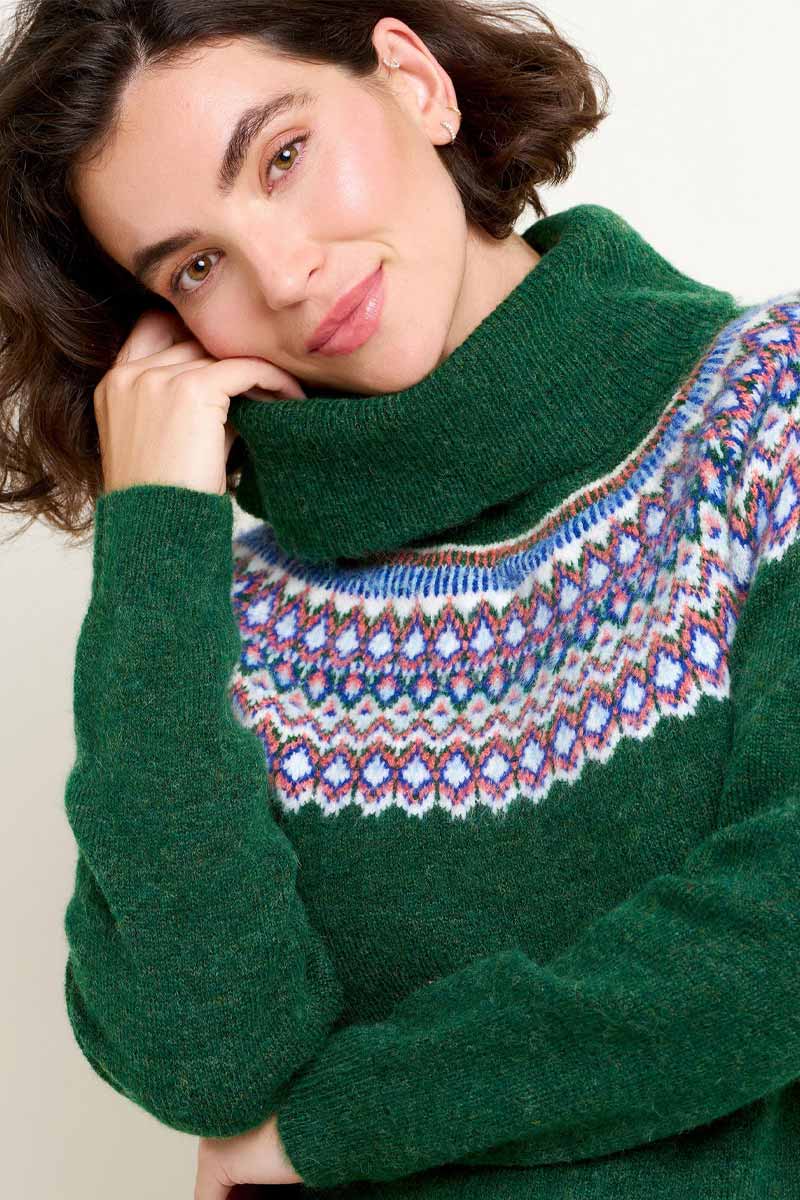 Sweater Scandi Knitted Green Brakeburn 3