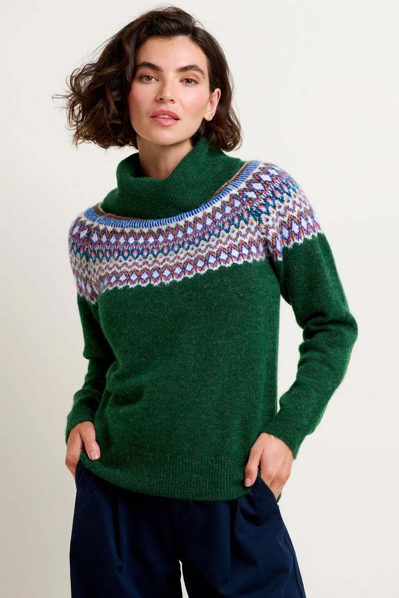Sweater Scandi Knitted Green Brakeburn