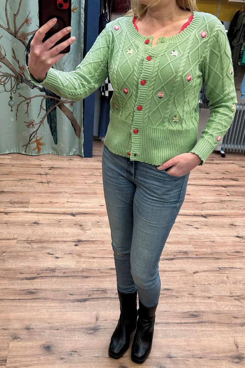 Little Flowers Green Cardigan - Afbeelding 3